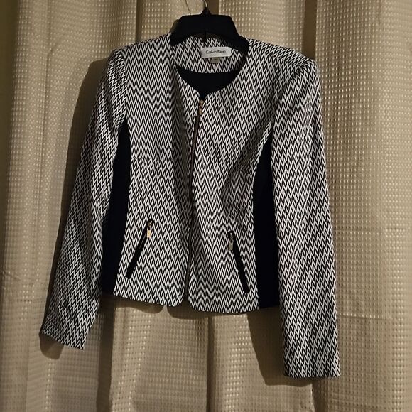 Calvin klein woman white black zigzag  Blazer 6 - Picture 1 of 7